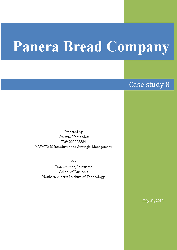 The Marketing Plan For Panera Bread Co